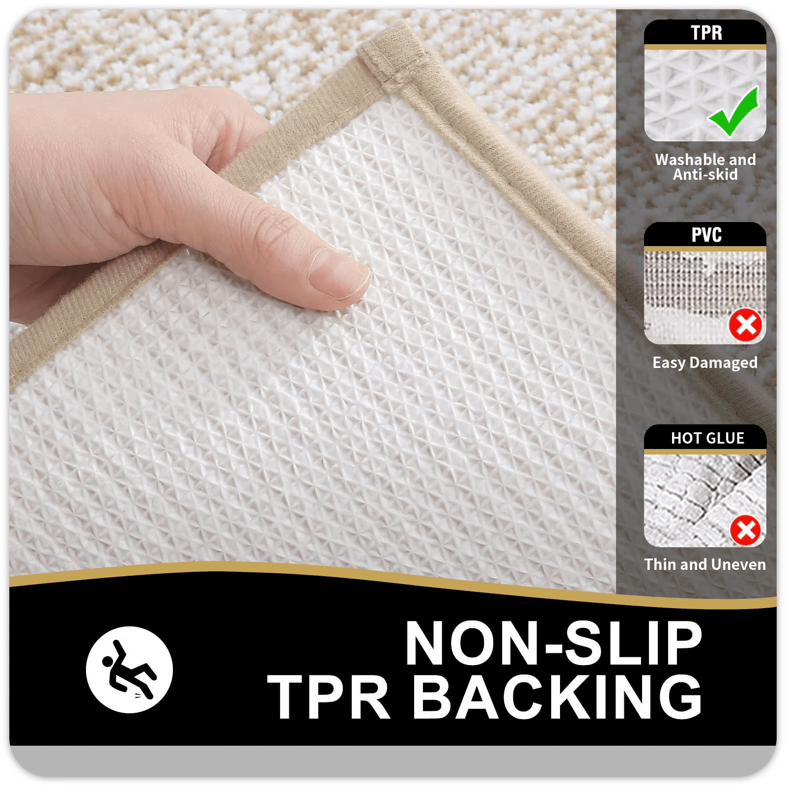 TRITEX Non Slip Microfiber Solid Bath Rug, 20" x 30" Mousse