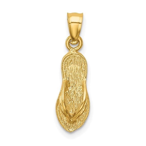 Finest Gold 14K Yellow Gold 3D Polished Textured Flip Flop Pendant