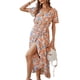 thumbnail image 1 of Vestido Maxi Amarillo Floral PRETTYGARDEN de Drapeado con Cuello en V Talla XXL, 1 of 6