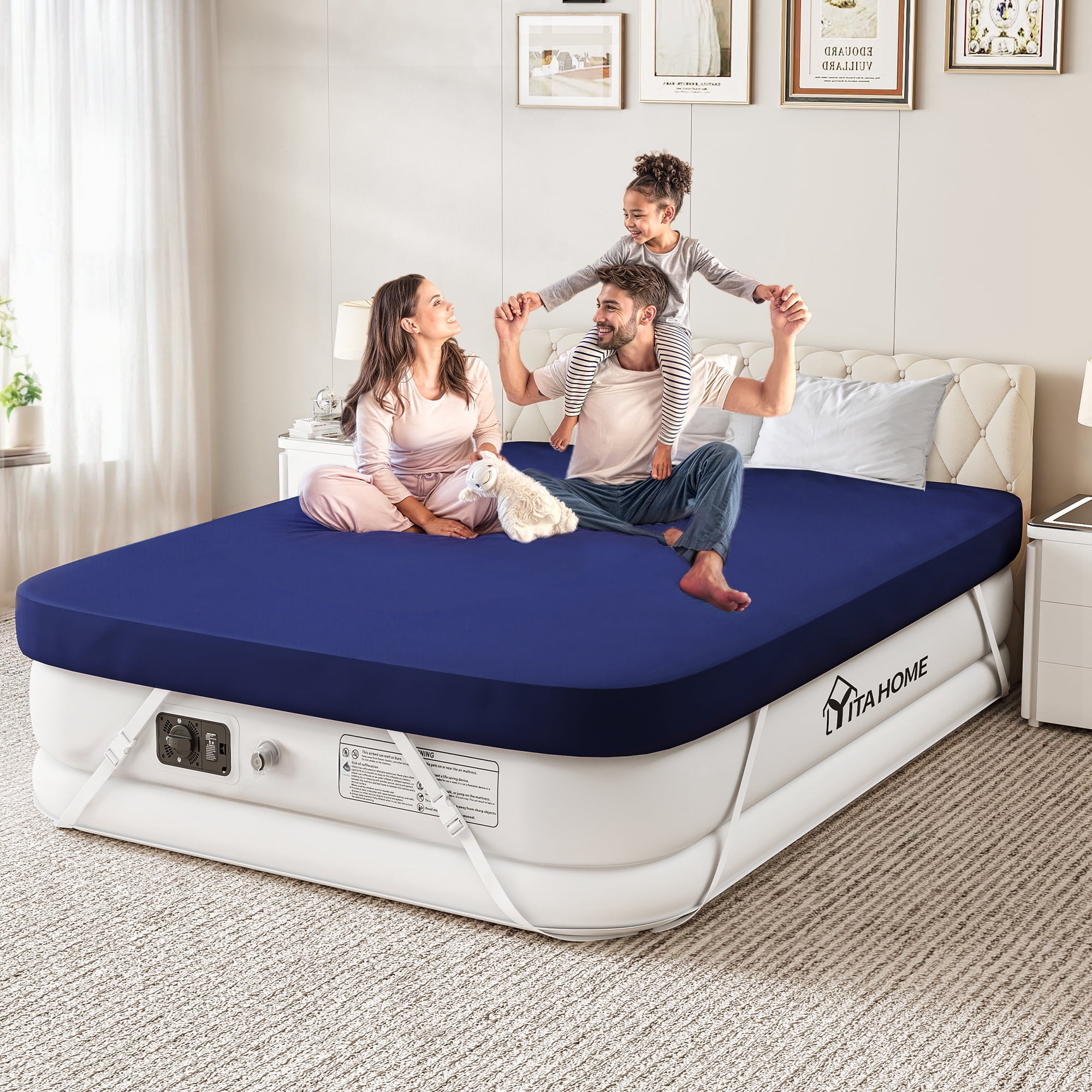 Uforic Queen Air Mattress with Fitted Sheet, 18" Elevated Inflatable Bed with Pump, Carry Bag & Repair Kit
