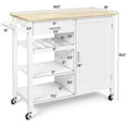 thumbnail image 4 of Giantex Kitchen Island Cart Rolling Serving Cart Wood Trolley with Drawer, Storage Cabinet, Wine Bottle Rack, Towel Rack and Lockable Wheels (White), 4 of 8