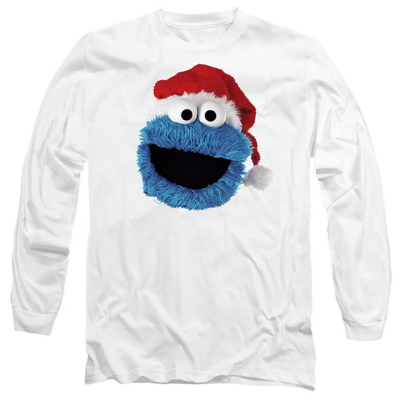 Sesame Street Cookie Monster Christmas Hat Unisex Adult Long-Sleeve T Shirt