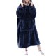 thumbnail image 2 of Sudadera con Capucha y Manta para Hombre y Mujer, de Gran Tamaño, de Larga y Cálida Azul Marino un Tamaño, 2 of 10