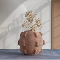 BIDK Home Globe Shaped Sculpted Terracotta Vase - 6.5" - Brown