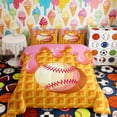thumbnail image 2 of Erosebridal Drip Waffle Baseball Full Size Comforter Sets, Kawaii Sport Bedding Sets for Girls, Polka Dots Reversible 3pcs, 1 Comforter and 2 Pillowcases, 2 of 6