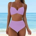 thumbnail image 5 of TOWED22 Women Two Piece Swimsuits High Waisted Bikini Set High Cut Color Block Adjustable Straps Bathing Suit（Purple,XXL）, 5 of 7