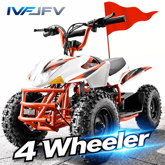 IVFJFV 36V Electric 4 Wheeler, Electric Four Wheeler with Rubber Tires, 500W Off-Road All-Terrain Featuring Dual Speed Adjust, Front Rear Shock Absorbers, Multiple Safety Protection Designs,ORANGE