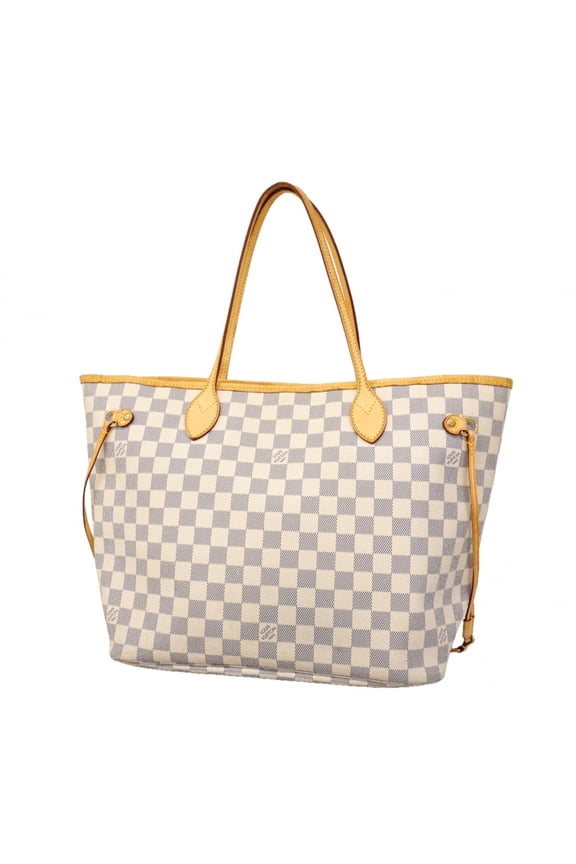 Pre-Owned Louis Vuitton Damier Azur Neverfull MM Tote Bag N51107 White Women's
