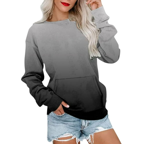 ManxiVoo Womens Hoodless Pocket Sweatshirt Casual Soft Thermal Pullover Top for Everyday Wear L Size Black