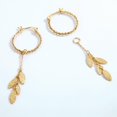 thumbnail image 4 of 1 par de pendientes colgantes de borlas de hojas de plata chapados en oro , aro pulido alto, elegante para mujer, 5 cm de lo Yinane Pendientes colgantes de hojas, 4 of 8