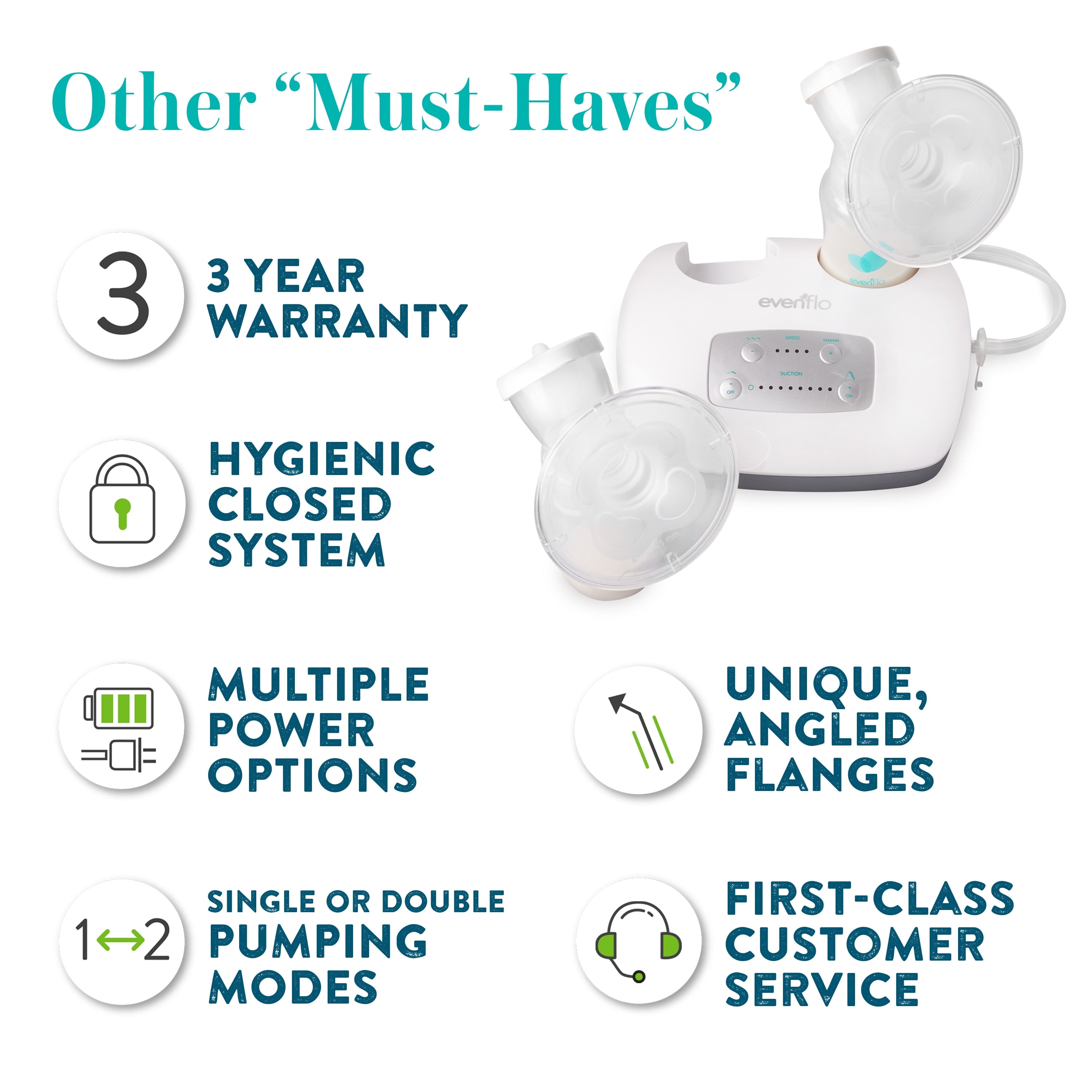 Evenflo Advanced Double Electric Breast Pump with Flange Sizes