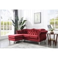 thumbnail image 2 of Pemberly Row Transitional Tufted Velvet Sofa Chaise in Burgundy Red, 2 of 5