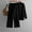Black, variant on Women 2 Piece Lounge Sets 2025 Fall Outfits Casual Crew Neck Knit Sweater Tops Pant Set Travel Airport Clothes