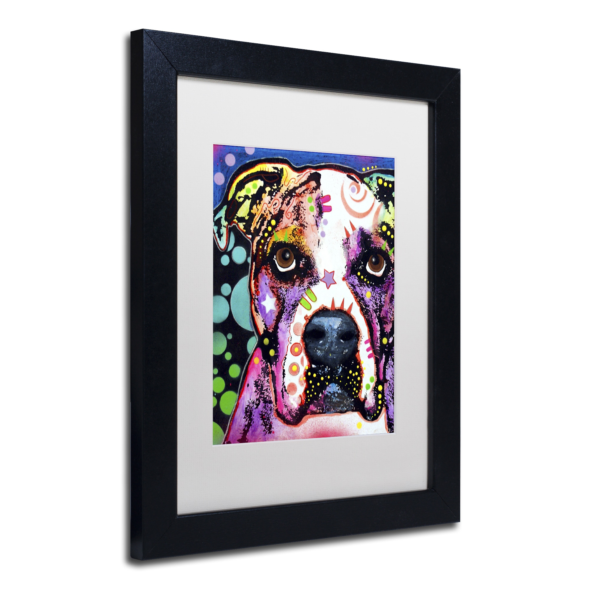 Trademark Fine Art "American Bulldog II" Canvas Art by Dean Russo, White Matte, Black Frame