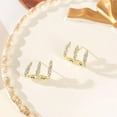 thumbnail image 6 of 14K Gold Plated Half Hoop Earrings Trendy Sterling Silver Claw Earrings Dainty CZ Wrap Cuff Earrings Triple Piercings Illusion Stud Earrings Jewelry Birthday Christmas Gifts for Her Mom, 6 of 11
