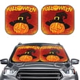 thumbnail image 2 of Haiem Halloween Pumpkin Autumn Hat Windshield Sun Shade: Universal Foldable 2-Piece Car Front Window Sunshade - Blocks Uv Rays, And Reduces Heat,Essential Car Accessory Large, 2 of 7