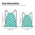 thumbnail image 4 of Drawstring Backpack - Teal Turquoise And White Polka Dot Splash Proof Small Drawstring Gym Bag for Women Men, Cinch Sports String Bag Backpack for Travel Swimming Beach, 4 of 8
