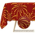 thumbnail image 2 of 60x84inches Happy New Years Tablecloth Red and Gold Fireworks Rectangular Table Cloth Washable and Reusable Fabric Table Cover for Kitchen Dining Christmas New Year Celebration Party Decor, 2 of 7