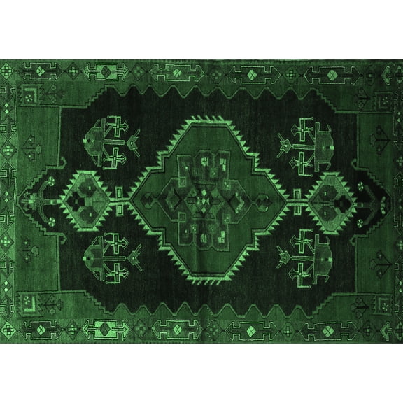 Ahgly Company Indoor Rectangle Persian Emerald Green Traditional Area Rugs, 5' x 7'