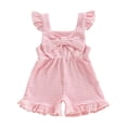 thumbnail image 4 of Kiijoy Girls Flutter Strap Bow Striped Suspender Shorts Summer Ruffle Romper, Sizes 6M-4T, 4 of 4