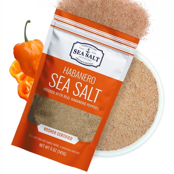 Sea Salt Superstore Spicy Habanero Sea Salt with Real Sal Picante de Habanero, 5 oz Pouch Gluten-Free