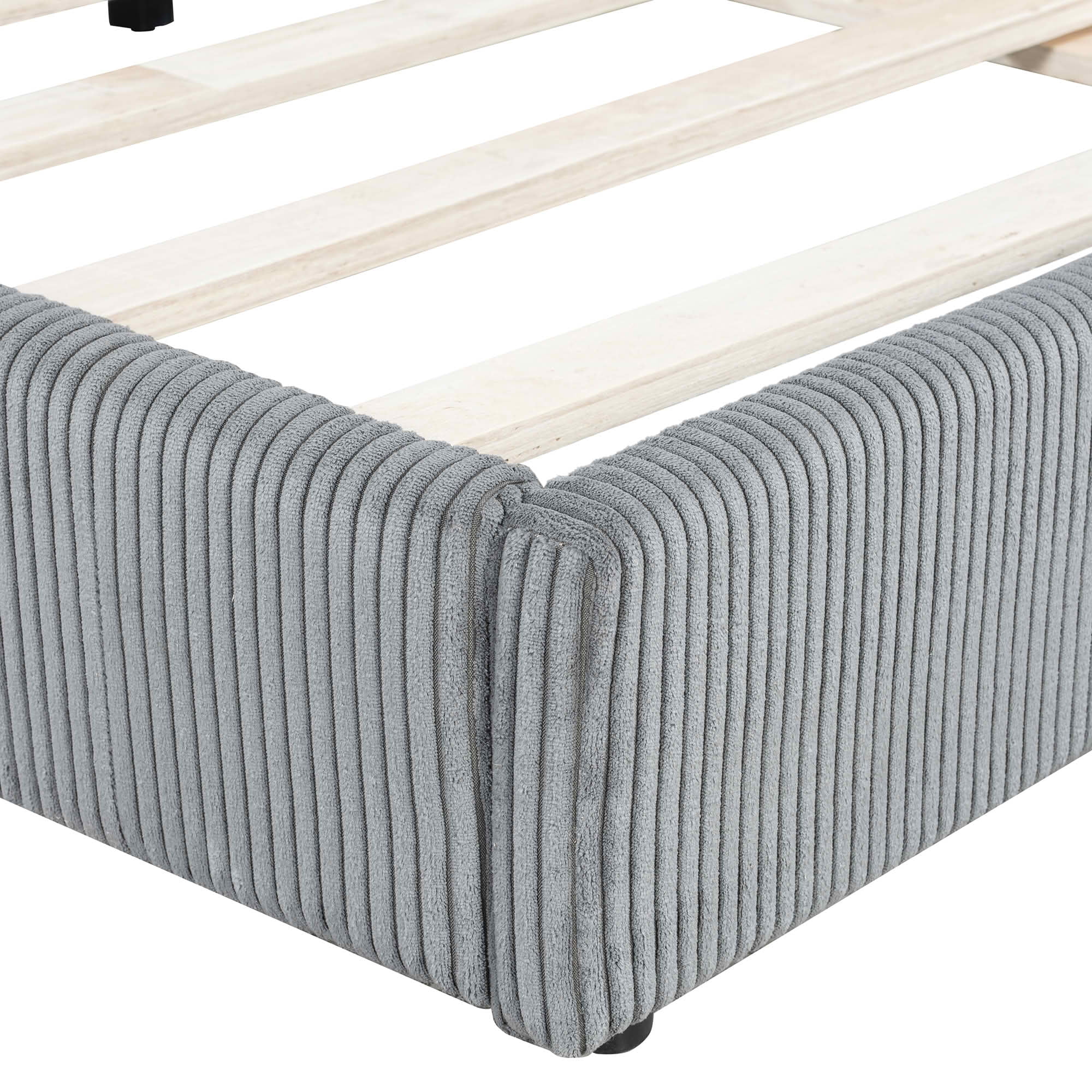 MAYEERTY L-Shaped Corduroy Upholstered Daybed with Sturdy Frame, Spacious Versatile Design