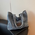 thumbnail image 4 of Halloween Women Denim Shoulder Bag Casual Underarm Bag Trendy Commuting Bag Daily Casual Portable Bag (Light Blue), 4 of 10