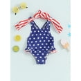 thumbnail image 3 of Musuos Kids Girls One-Pieces Swimsuit 18M 24M 3Y 4Y 5Y 6Y Floral/Stars Print Bowknot Sleeveless Ruffles Summer Beachwear Bathing Suit, 3 of 10