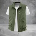 thumbnail image 2 of VeFlora Men's Lightweight Outdoor Utility Vest, Multi-Pocket Sleeveless Fishing Hiking Vest with Zipper Pockets, Breathable Quick Dry Casual Vest(Army Green/L), 2 of 6