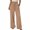 Khaki(Womens Pants), variant on Women's Crinkle Wide Leg Pants Drawstring High Waist with Pockets Flowy Trousers Summer Beach