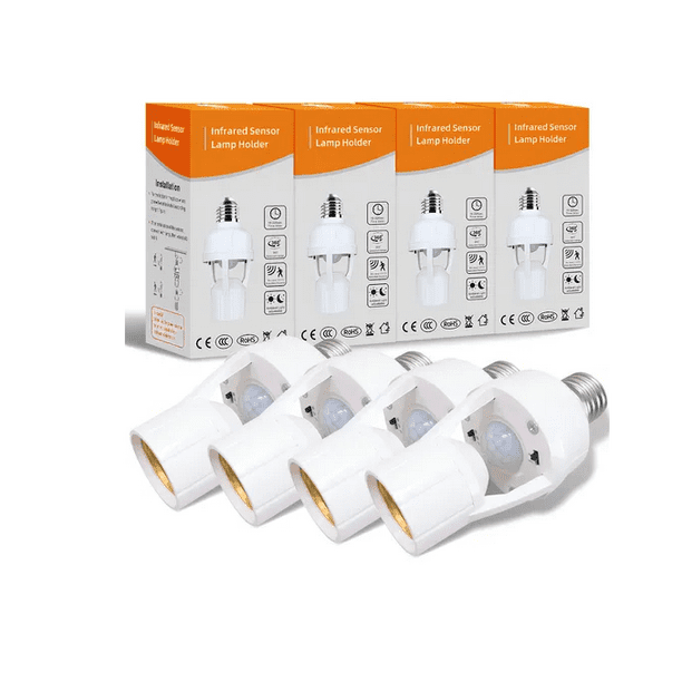 4 Porta Lámpara Xtellar Sensor De Movimiento 360° Grados Infrarrojo E27 Socket Para Foco Portalámpara Con Sensor