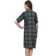 thumbnail image 3 of Bimba Check Print Green Women Sleepshirt Sleepwear Button - Front Nightshirt - 4, 3 of 5