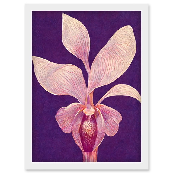 Purple Orchid Plum Pink Artwork Framed Wall Art Print A4
