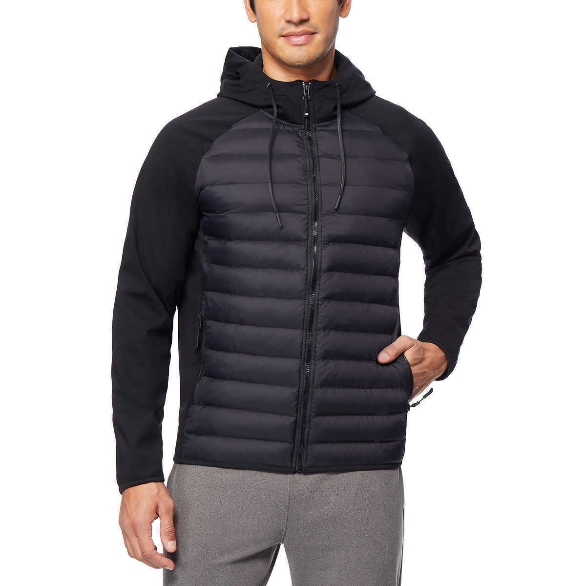 black puffer bomber jacket