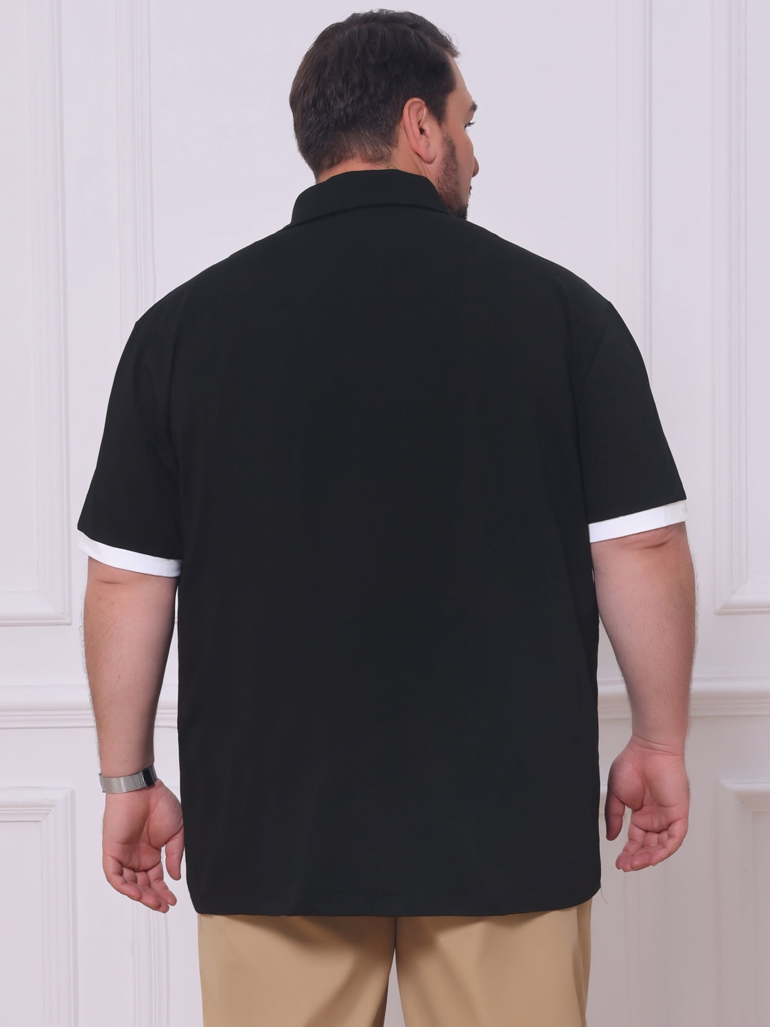 DARING DIVA Men's Big Tall Business Short Sleeve Office Knitted Golf Shirts XL Black