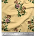 thumbnail image 1 of Soimoi Polyester Crepe Fabric Leaves & Floral Block Printed Fabric 1 Yard 42 Inch Wide, 1 of 3