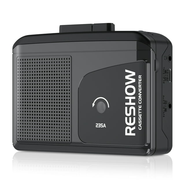 Reshow Walkman Cassette Player, Portable Cassette Tape Recorder, Audio Cassette to Digital Converter with Earphone Jack, Built-in Microphone, Loud Speaker, Reverse Recording to Tape-Black