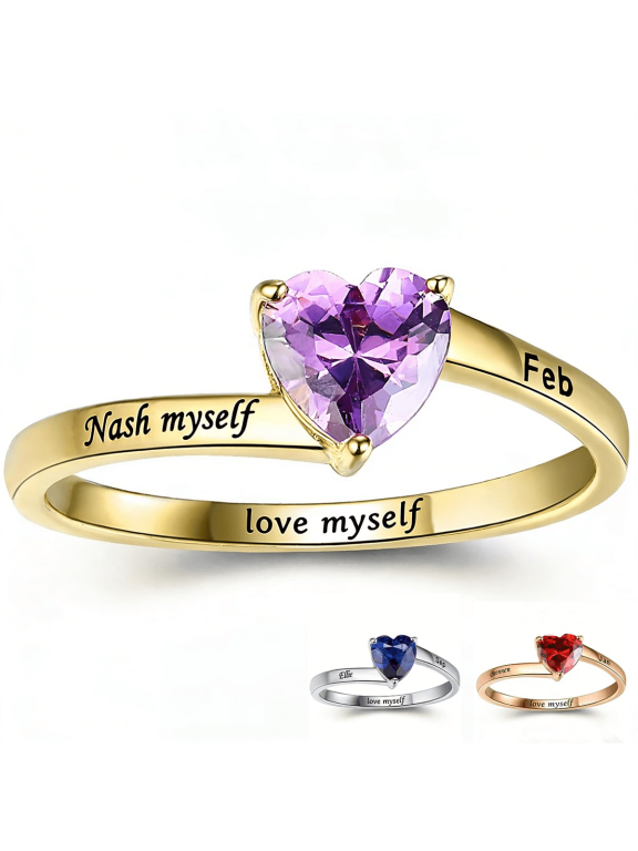 Class Rings for Women High School Personalized Class Rings Cubic Zirconia Birthstone Rings Custom Rings Size 5-13 College Rings for Women