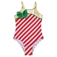 thumbnail image 5 of JanJean Kids Girls Christmas Dance Costumes Candy Cane Striped Ballet Leotard Gymnastics Performance Red 6, 5 of 7