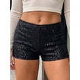 thumbnail image 6 of Women's Sequin Micro Shorts Glitter Sparkly Low Rise Elastic Band Hot Pants for Party Clubwear, 6 of 9