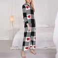 thumbnail image 3 of Lsque Heart Black Buffalo Plaid Gingham Pattern Long Sleeve Pajama Set for Women - Soft 2-Piece Sleepwear and Loungewear Set with Pockets, Comfy Nightwear-X-Large, 3 of 7