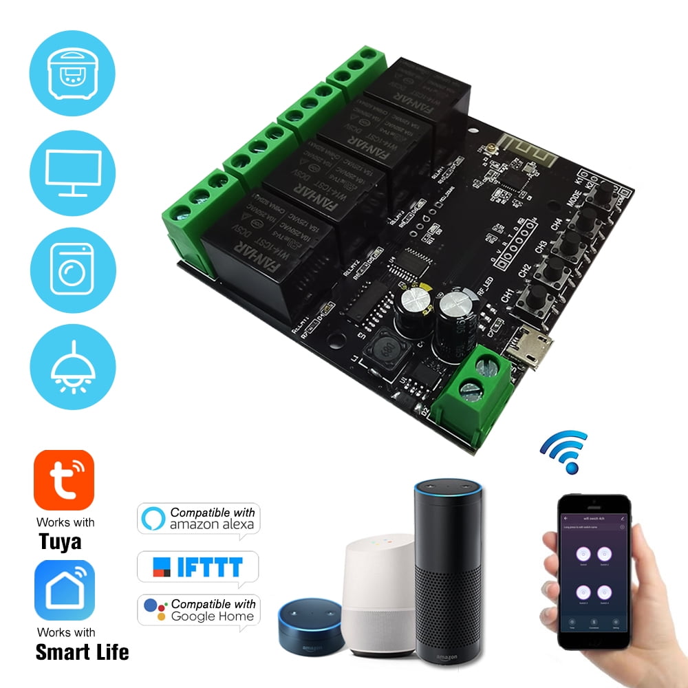 NEW DC 5-32V 4 Channel WiFi Wireless Delay Relay Switch Remote Control Smart APP NEW DC 5-32V 4 Channel WiFi Wireless Delay Relay Switch Remote Control Smart APP