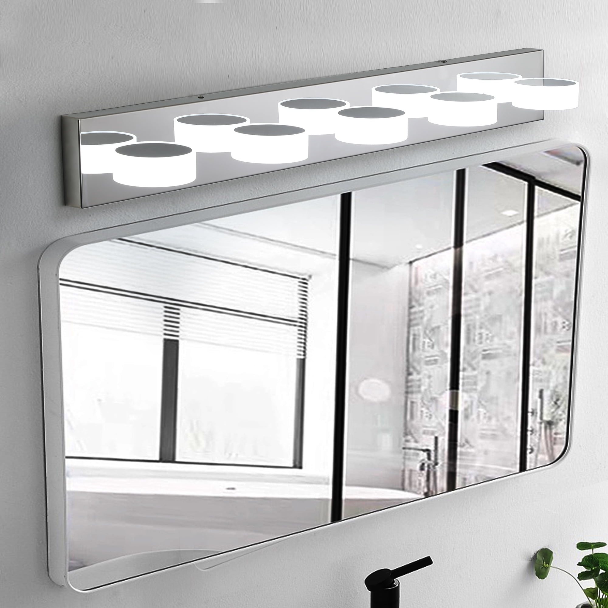 Leumius Modern 5-Light LED Vanity Light Fixture, Chrome Finish with Acrylic Light Shades, Energy-Efficient Bathroom Wall Sconce, Dimmable for Mirror, Shower and Bathroom Decor