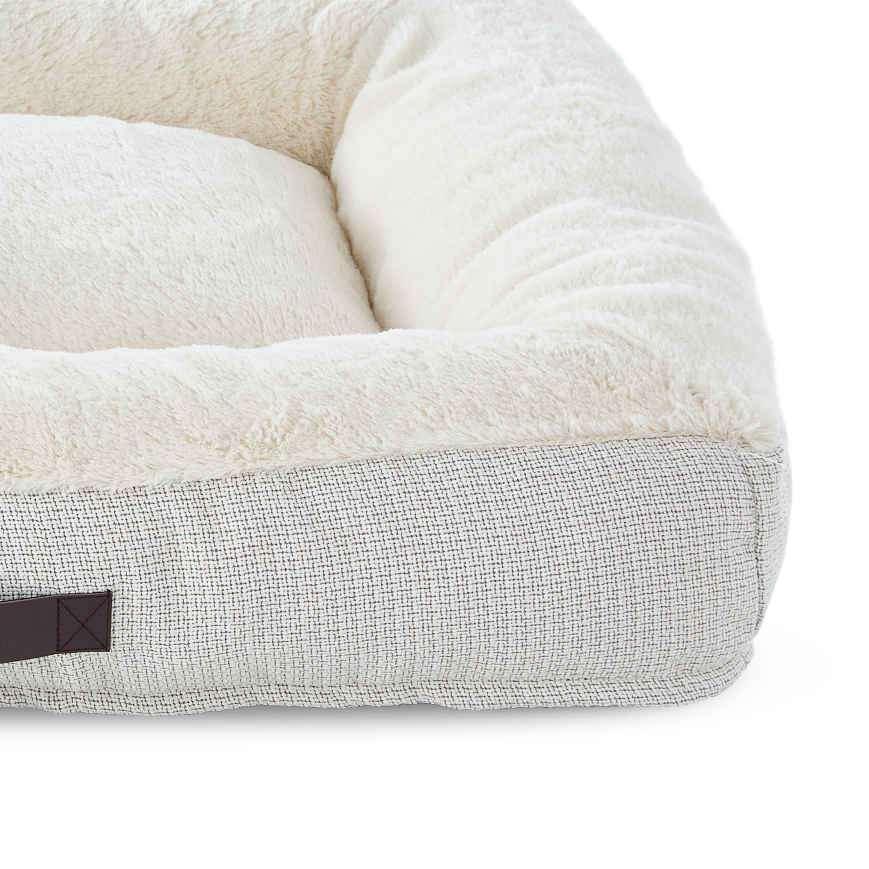 Vibrant Life Large Orthopedic Bolster Dog Bed, Ivory, 29" x 38"