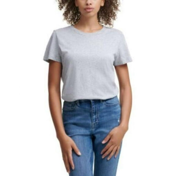 Calvin Klein Womens Short Sleeve T-Shirt,Pearl Heather Gray,Small