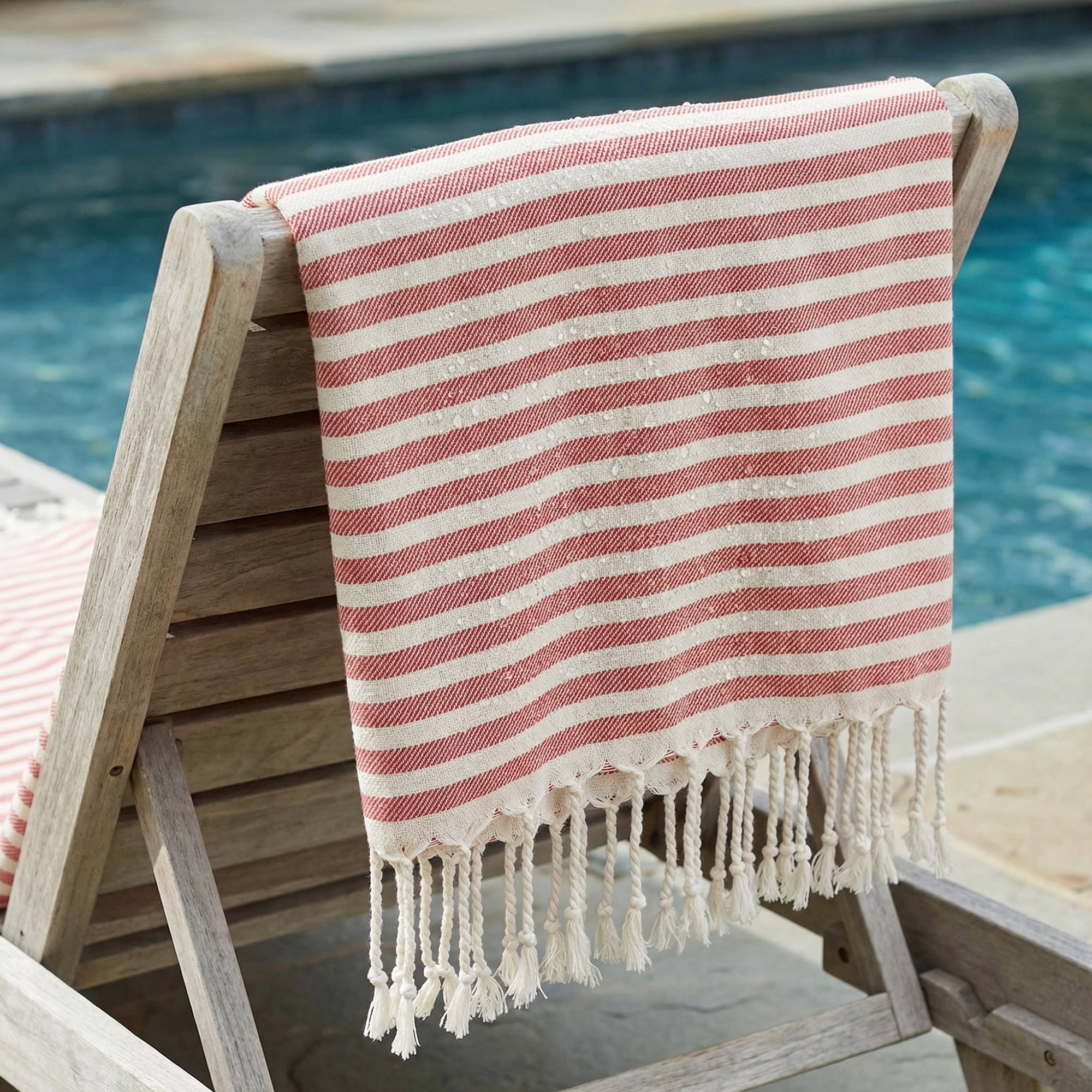 Unique Bargains Lightweight Sand Free Quick Dry Turkish Beach Towel Red 71" x 40"