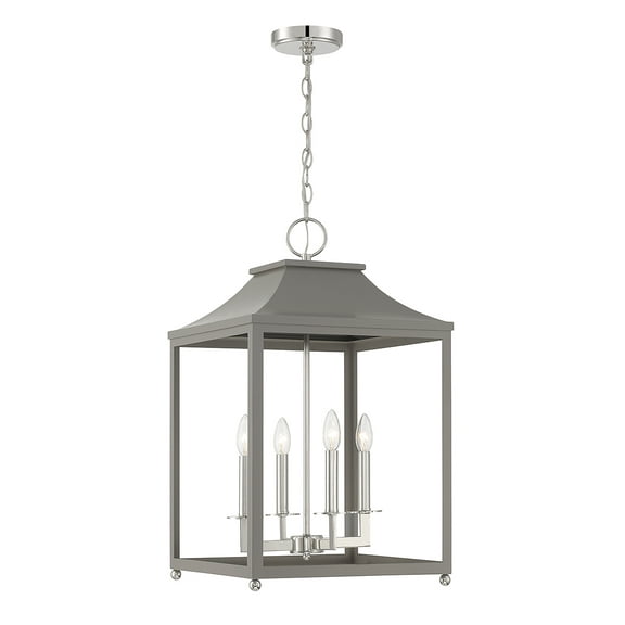 Trade Winds Gianna 4-Light Pendant in Gray with Polished Nickel