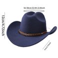 thumbnail image 2 of RUINIXCW Western Cowboy Cowgirl Hat for Women Men Wide Brim Pentagram Leather Belt Fedora Hat Wool Felt Vintage Jazz Hats, 2 of 7