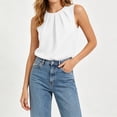 thumbnail image 5 of GUACER Women's Pleated Crew Neck Tank Top Loose Fit Sleeveless Blouses Summer Casual Flowy Camisole, 5 of 7