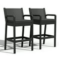 thumbnail image 2 of Outdoor Wicker Bar Stools Set of 2, 30 Inch Bar Height Patio Barstools with Thickened Cushions, All-Weather Wicker Rattan Bar Chairs with Backrest & Footrest for Backyard, 2 of 15
